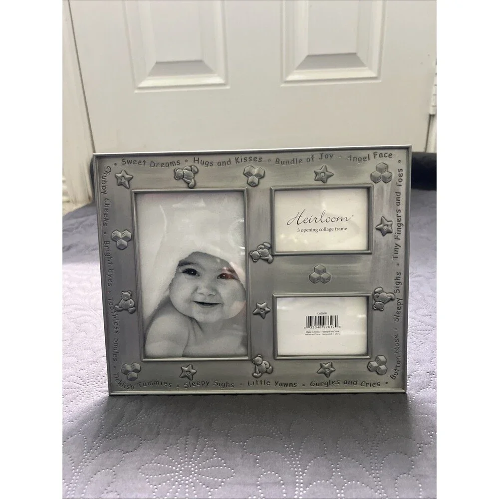 Home Trends Heirloom Pewter Nursery Multi Photograph Baby Frame Silver 4x6